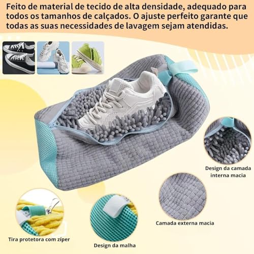 Saco de Lavagem Lava Tênis para Máquina Protege Sapatos e Calçados Geral