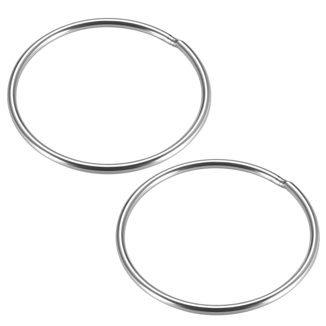 sourcing map 201 Stainless Steel O Ring 59mm(2.32") Outer Diameter 3mm Thickness Strapping Welded Round Rings 2pcs