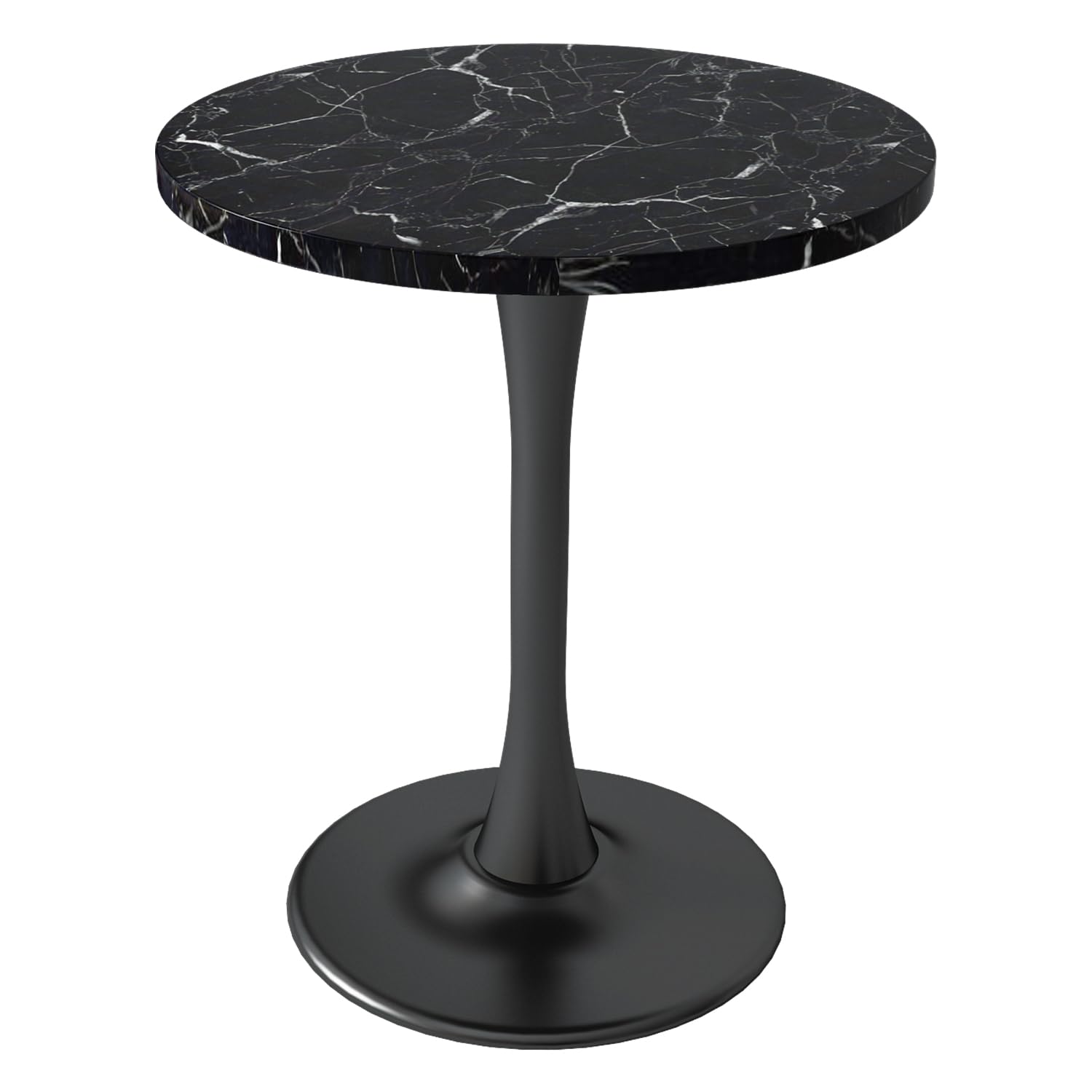 Photo 1 of Black Round Table Modern Dining Table Marble Texture Tulip Round Kitchen Table Mid Century Coffee Table for Living Room, 24 inch