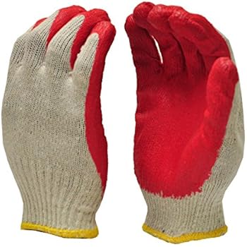 G & F 3106-10 String Knit Palm, Latex Dipped Nitrile Coated Work Gloves For General Purpose, 10-Pairsper Pack, Red, Large