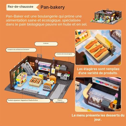 PANTASY European Bakery Building Set for Adults, Famous Places Building Blocks with Bakery, Gym Building, Housing, Heavenly Garden