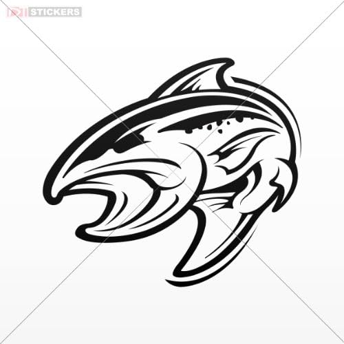 Decals Stickers Trout Car Window Wall Art Decor Doors Helmet Truck Motorcycle Note Book Mobile Laptop Glass Size: 4 X 3.5 Inches Black