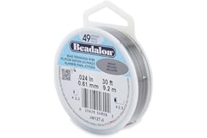 Beadalon 49 Strand Stainless Steel Bead Stringing Wire, 024 in / 0.61 mm, Bright, 30 ft / 9.2 m