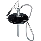 K Tool International 73993 Lever Action Bucket Pump with 4' PVC Hose for Garages, Repair Shops, and DIY, 5 Gallon, 2.14 oz. Per Stroke, 12" Drum Cover, Transmission Fluids and Heavy Oil, Black/Silver