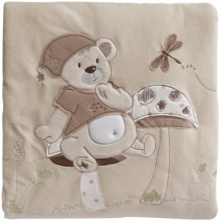 Embroidered Toddler Comforter - 100% Cotton - With Fun Animal Designs - Teddy Forest Vanilla (Neutral)