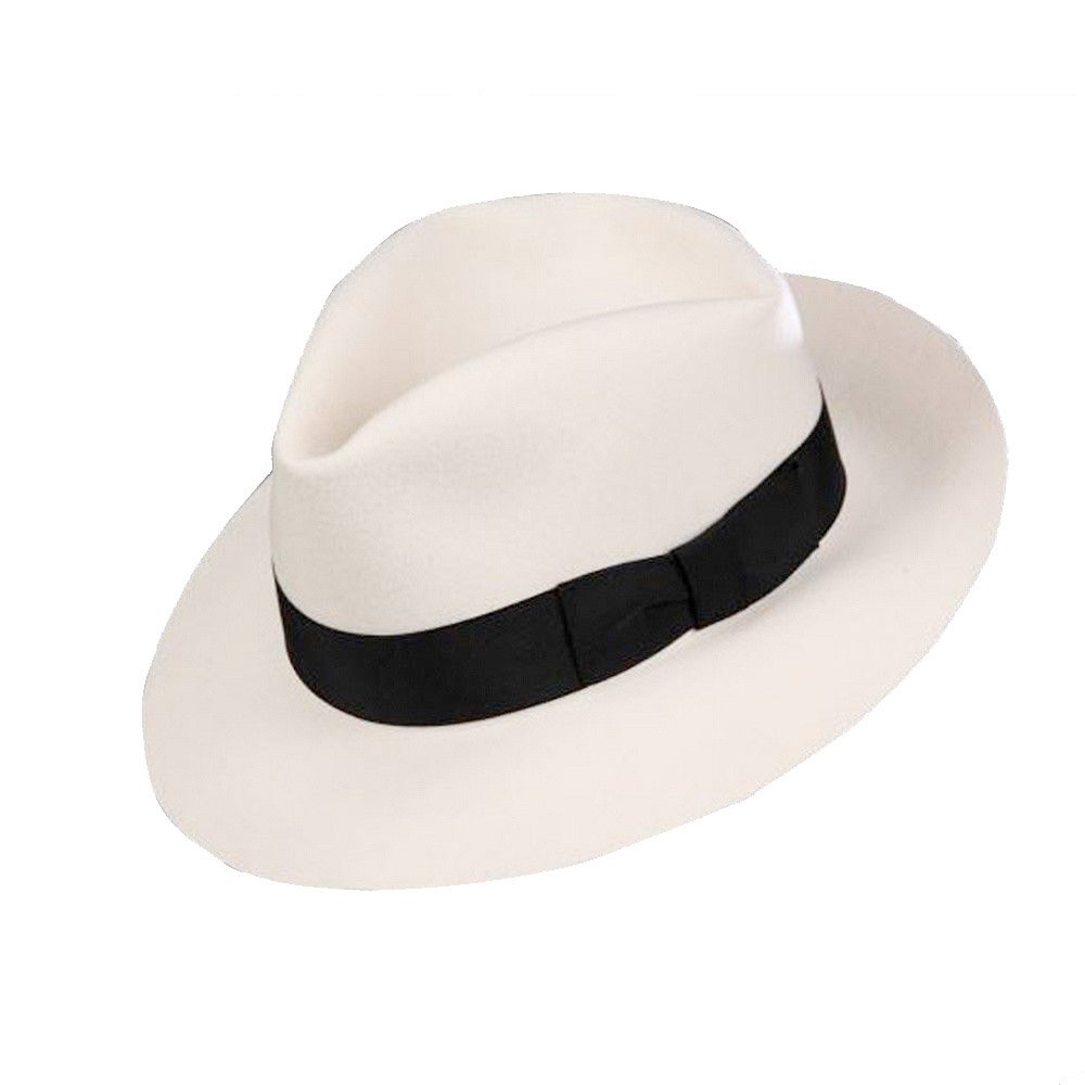 MJ Michael Jackson Fedora Classic Smooth Criminal White Men's Wool Fedora Hat Cap with Name