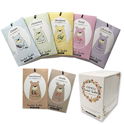 LIFFLY 14 Packs Scented Sachets for Drawers and Closets Lavender, Rose