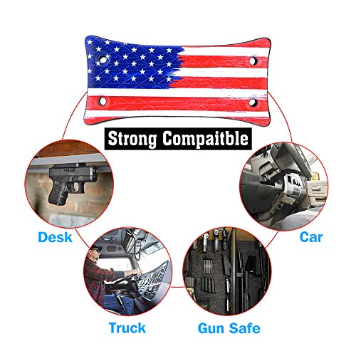 Gun Magnet Mount [2-Pack],Rubber Coated Gun Holder for Pistol,Handgun,Shotgun,Rifles, Revolvers, Safe, Hunting, Firearm Accessories, Using in Car, Truck, Wall, Desk, Vehicle and Home - U.S. Flag - Thumbnail 4