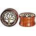 Oasis Plus Tree of Life Organic Wood Flesh Tunnels Double Flared Ear Stretcher Saddle Plugs Gauge 20mm 3/4