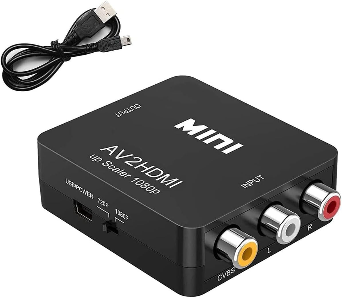 RCA to HDMI Adapter, AV to HDMI Converter, 1080P to HDMI CVBS AV Composite Video Audio Adapter for PC Laptop Mini Xbox PS2 PS3 TV STB VHS VCR Camera DVD