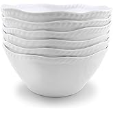 KX-WARE Melamine Cereal Bowls Set - 28 oz/6 inch 100% Melamine Soup/Salad Bowls | set of 6, White | Break-resistant and Dishwasher Safe, BPA Free