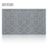 Large Outdoor Rubber Door Mats - Outside Waterproof Entry Mat Welcome Anti Mud Doormat for Home, Anti-Slip Floor Doormat for Patio Entrance Rugs Catches Winter Snow, Dirt & Pet Paws (24" x 36")
