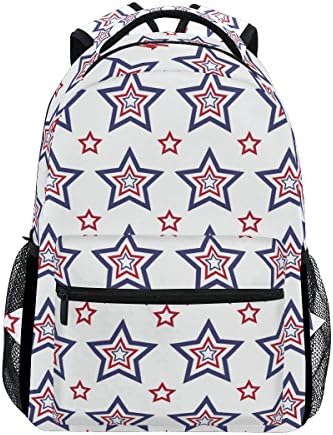 GIOVANIOR Red Blue Stars Backpack School Bag Bookbag Hiking Travel Rucksack