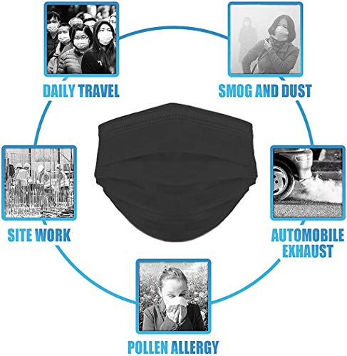 (US Stock) Wendyy 3 Ply Non-Woven, 100Pcs Disposable Face Bandanas (Black)