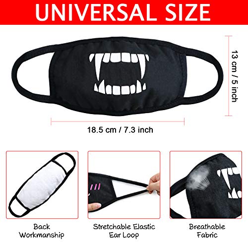 BURVAGY Fashion Anime Mouth Mask, 24 Pack Black Cute Unisex Anti-Dust Mouth Muffle Mask for Kids Teens Men Women