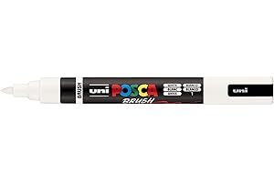 POSCA Mitsubishi Pencil - PC5BR - Medium Semi-Flexible Brush Tip - Water-Based Paint - All Purpose - White