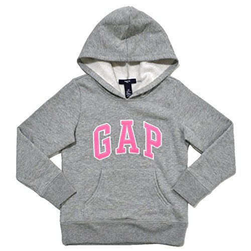 GAP Girls Fleece Arch Logo Pullover Hoodie (Grey, Small)