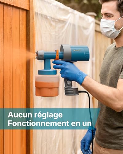 Tilswall Pistolet a Peinture, Pulvérisateur de Peinture Électrique Ultra-léger avec 3 Buses & 3 Motifs, Facile à Utiliser et Nettoyer, Parfait pour Meubles, Plafonds, Murs, Portes, Jardin et Bricolage
