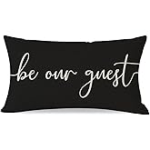 PANDICORN Farmhouse Throw Pillow Cover 12x20 Inch Be Our Guest Pillow Cover Black Decorations Lumbar Decorative Pillow Case for Home Guest Room Bedroom Essentials Couch Sofa Bed Decor