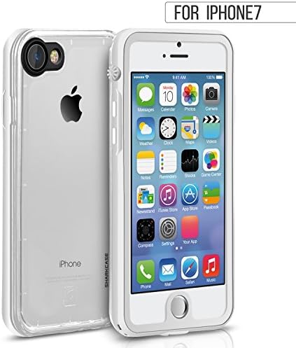 SHARKCASE iPhone 7 Waterproof Case, Clear Underwater Full-Sealed Hard Cover, Shockproof Snow Dust Proof Protective Case for iPhone 7, Grey [4.7inch] (4.7'' White)