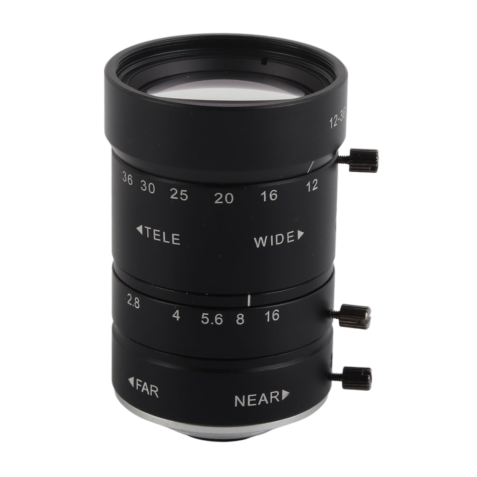Telephoto Zoom Lens, 8MP 12‑36mm Manual Zoom Lens F2.8 C Mount 2/3 Inch Low Distortion Manual Aperture Focusing Big View