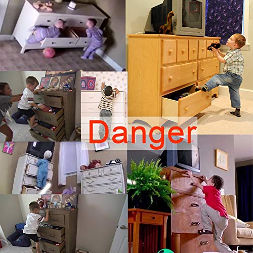 JJGoo 6 Sets Furniture Anchor Straps Baby Proofing Nylon Anti-Tip Furniture Anchors Attach Furniture to Wall,Â Child Safety Straps Earthquake Resistant Keeping Baby Pet Safety from Falling Furniture