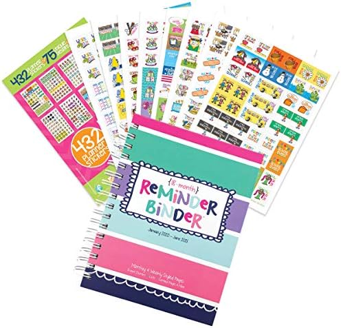 Reminder Binder 2020-2021 18-Month Planner and Sticker Set - Weekly & Monthly Views, 6.5" x 8.5", Hard Cover, Elastic Closure, Pockets To-Do Lists, Monthly Divider Tabs, Planner Stickers, Keepsake Box