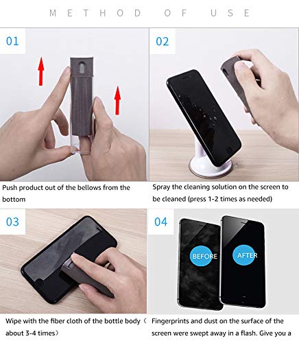 Yolococa Washable And Reusable Screen Cleaning Spray Bottle and Cloth 2 in 1,Can Instantly Clean The Screen Of your Phone, Tablet, TV, Laptop, Just Spray And Wipe