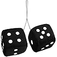 CUSTOM Vagway Fuzzy Dice Car Mirror- Pair of Black Hanging Dice- Plush Stylish Vintage Retro Accessory