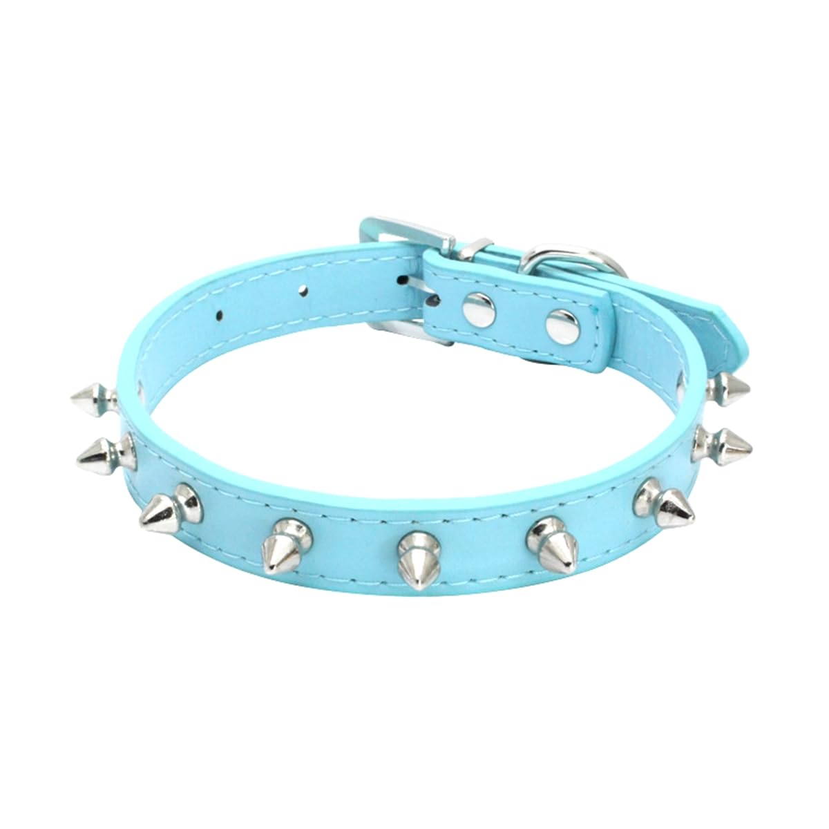 haoyueer Spiked Studded Leather Dog Collar Mushrooms Rivets Cat Collar for Small Medium Dog Cat Puppy Kitty (M, Blue)