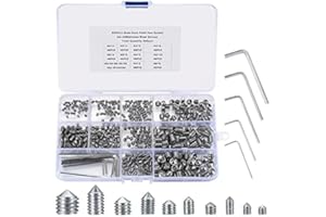 SIYURONGG 400 Pcs Set Screw Assortment Kit, Hex Allen Head Socket Cup Point Screws Set, Metric M3/M4/M5/M6/M8 Internal Hex Drive Grub Set Screws for Door Handles, Bathroom Fixture, with Hex Wrenches