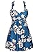 COCOPEAR Women Elegant Crossover One Piece Swimdress Floral Skirted Swimsuit(FBA),Teal Floral,X-Large / 10-12