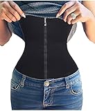 Women's Waist Trainer Zipper Cincher Body Shaper Trimmer Black Long Torso