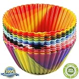 The Original Premium Quality Tie Dye Silicone Cupcake Liners / Reusable Baking Cups - Environmentally Friendly with Easy Peel Technology - Lifetime Guarantee! (12 Pack - Six Colors)