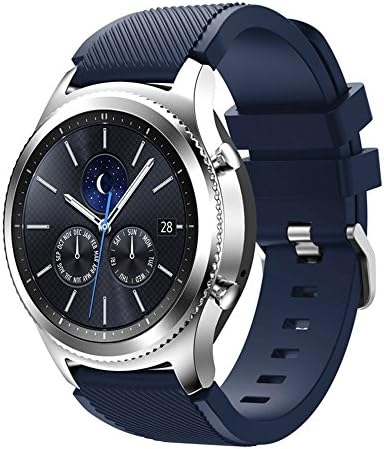 Compatible for Samsung Galaxy Watch Band 46mm, Gear S3 Band Silicone Strap Sport Wristband Replacement Band for Samsung Gear S3 Frontier/Gear S3 Classic Watch Band Bracelet Accessory (Midnight Blue)