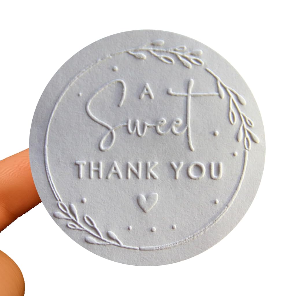 Photo 1 of 100x A Sweet Thank You Embossed Stickers Wedding Sticker Wedding Snack Bag Sweets Desserts Favors Stickers Embossed Labels Thank You Gift Tags Party Favor Label Round Sticker (A Wweet Thank You)