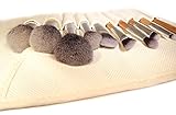 Eco Bamboo Kabuki Makeup Brush Tool Set - 10 Piece Cosmetic Brush Kit in Handy Travel Organizer Bag For A Flawless Air-Brush-Effect Finish - New Leaf Products, The Eco-Friendly Company