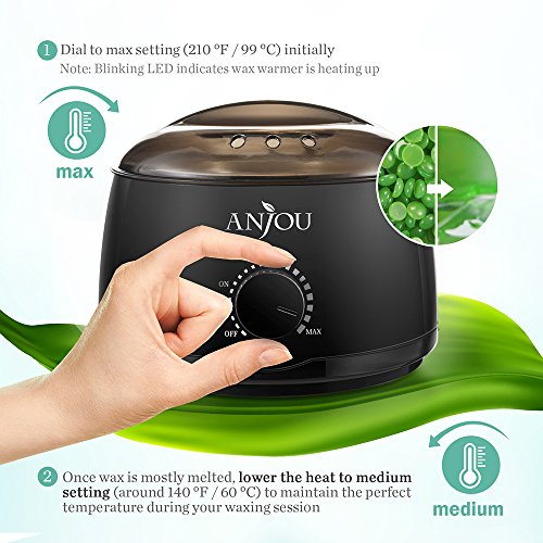 Wax Warmer, Hair Removal Waxing Kit, Anjou Electric Wax Heater with 4 Scents Hard Wax Bean and 15 Wax Applicator Sticks, DIY Depilatory Machine for Arm, Leg and Toe - Thumbnail 5