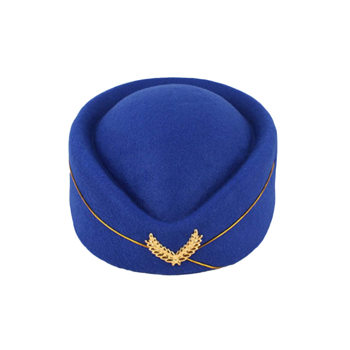 Holibanna Royal Blue Air Hostess Hat Woolen Flight Attendant Cap with Ergonomic Non-Slip Design Suitable for Costume Cosplay and Stage Performance