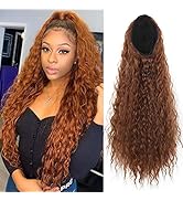 CINHOO Heat Resistant Synthetic Kinky Straight Ponytail Long Afro Kinky Curly Hair Bun Extension ...