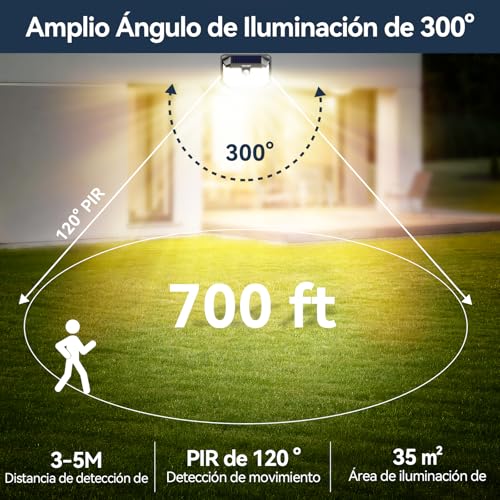 TECKNET Outdoor Solar Light, 231 LED/300° Illumination (Illuminates 35㎡) High Brightness Solar Lights with Motion Sensor, 3 Modes IP65 Waterproof Solar Led Spotlights for Garden, Garage, Patio, 4 Pack