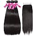 Wingirl Straight Remy Human Hair Bundles with Closure （14 16 18+12inch）Soft 8A Brazilian Hair 3 Bundles With Closure Natural Black Color