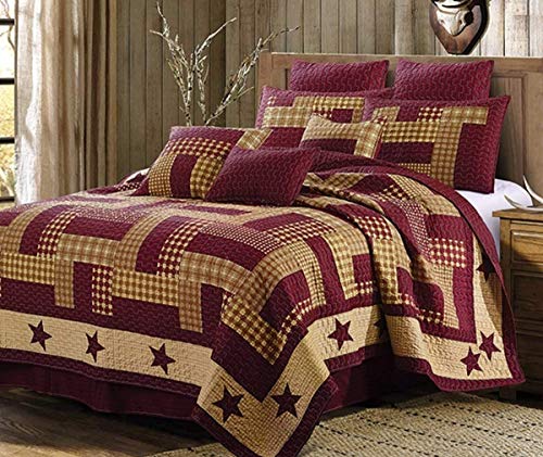 Duke Imports 3-Piece Homestead Microfiber Red Quilt Set, Queen