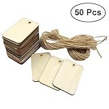 WINOMO 50pcs Wood Gift Tags Wooden Hanging Tags Blank Wood Pieces Pendants Ornaments with Rope for Birthday Party Wedding Decoration Gifts Organizing Arts Crafts
