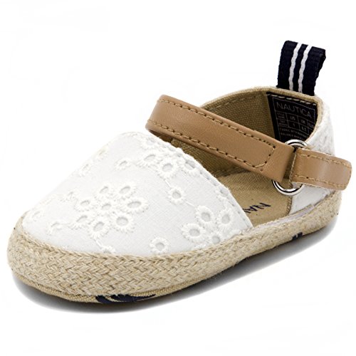 Nautica Tiny Moravi, Baby Girl Prewalker, Crib Sandals,Soft Sole Shoes-White Eyelet-1