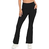 HDE Women's Fold Over Yoga Pants with Pockets High Waist Flare Workout Leggings