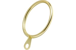 Manysky Curtain Rings with Flat Eyelets, 48 Pack Metal Drapery Rings Curtain Hanging Rings for Pinch Pleat Curtains Panels, 1.5 Inch I D, Drape Rings Fits Up to 1.2 in Curtains Rod, Glossy Gold