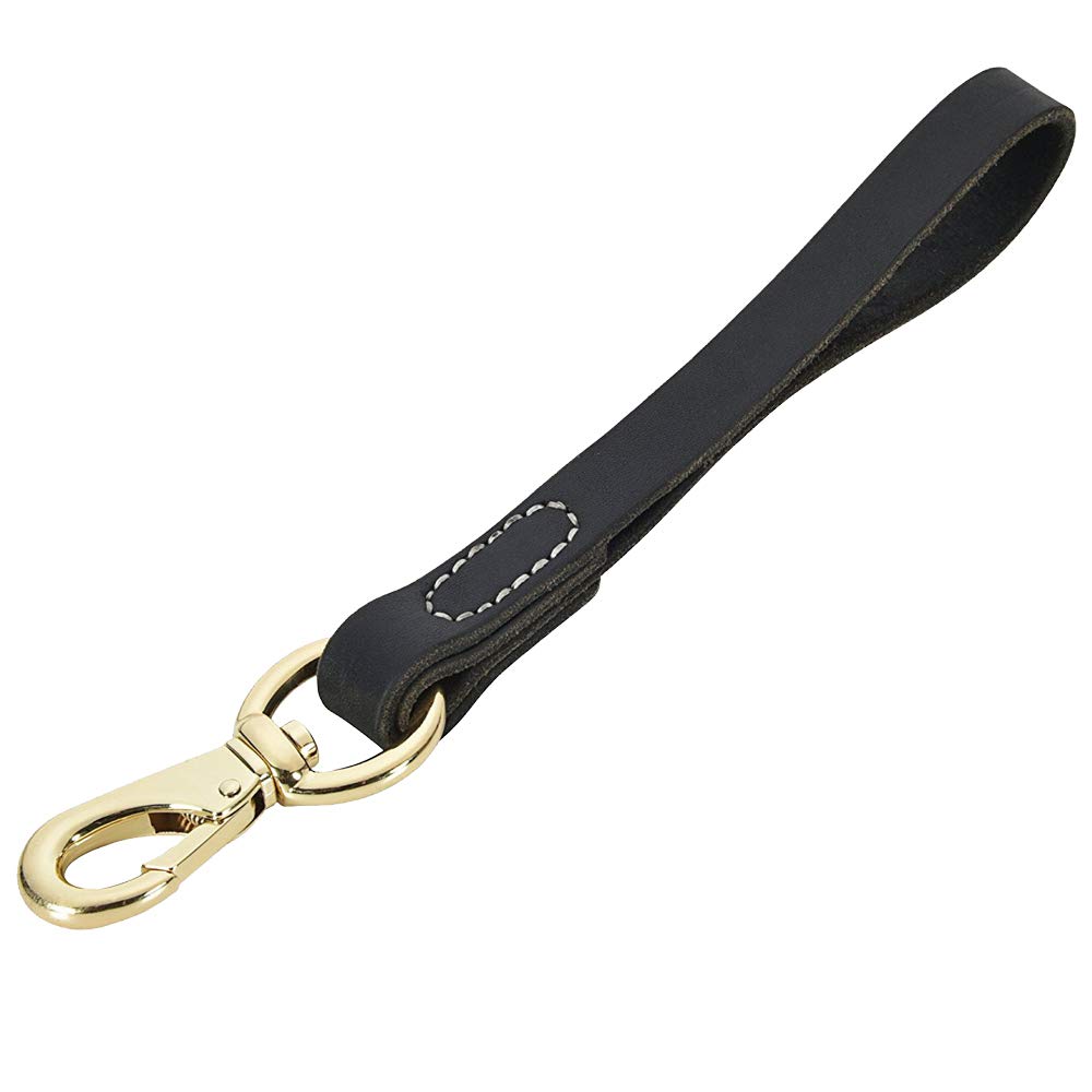 FAIRWIN Leather Short Dog Leash 12"/16" - Short Dog Traffic Lead Leash for Large Dogs Training and Walking ( Width: 3/4") (Black-12)