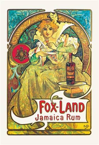 Walls 360 Peel & Stick Wall Decal: Fox-Land Jamaica Rum by Alphonse Mucha (24 in x 36 in)