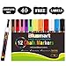 Chalk Markers, Blusmart 12 pack Colorful Erasable Glass Window Pens with 40 Chalkboard Labels, Reversible Tips 6mm+3mm, Children Friendly